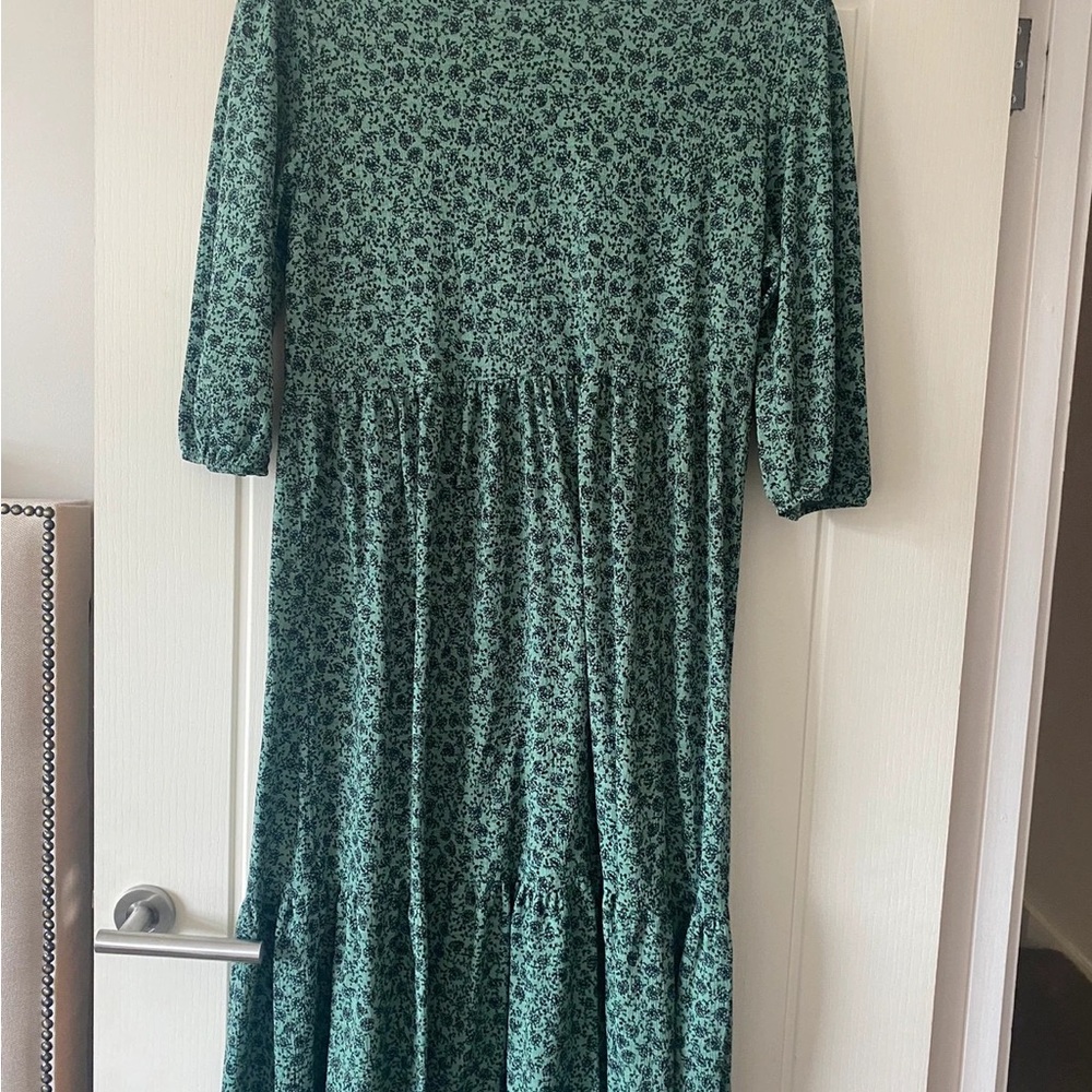 Zara Long Sleeve Green Floral Dress